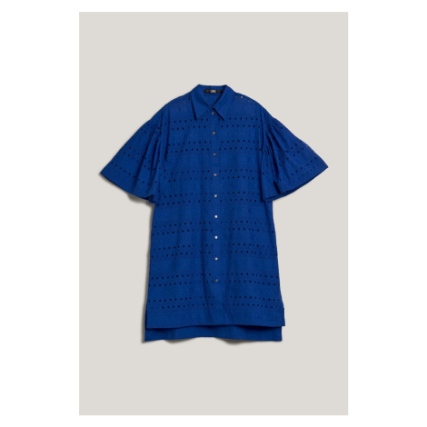 Šaty karl lagerfeld sslv embroidery shirt dress dazzling blue