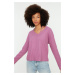 Trendyol Lilac Boat Neck Loose Fake Knitwear Knitted Blouse