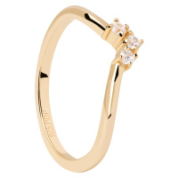 PDPAOLA Slušivý pozlacený prsten se zirkony Mini Crown Essentials AN01-826