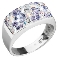 Evolution Group Stříbrný prsten s krystaly Swarovski fialový 35014.3  violet
