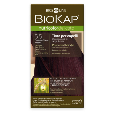 BIOKAP Nutricolor Delicato 5.50 Hnědá - světlý mahagon barva na vlasy 140 ml