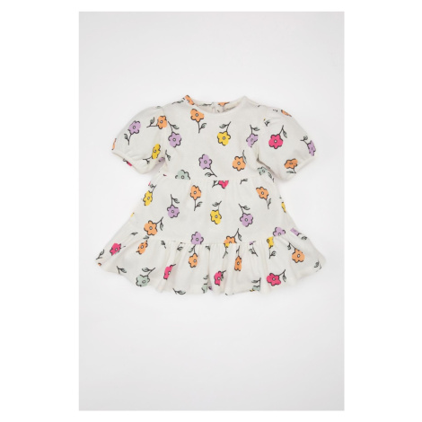 DEFACTO Baby Girl Floral Short Sleeve Waffle Dress