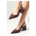 Mio Gusto Elvin Burgundy Color Pointed Toe Heeled Shoes with Chain Accessories