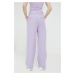 Plátěné kalhoty Abercrombie & Fitch fialová barva, široké, high waist