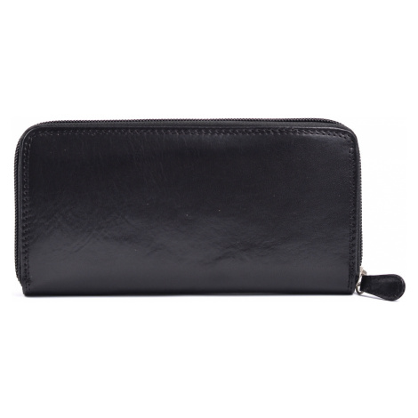 Dámská kožená peněženka na šířku zipová vybavená černá, 19 x 1 x 10 (SB00-V923-09KUZ)