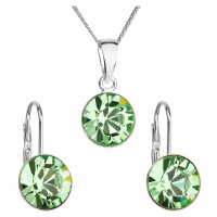 Evolution Group Sada šperků s krystaly Swarovski náušnice, řetízek a přívěsek zelené kulaté 3914