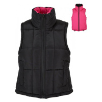 Ladies Reversible Cropped Puffer Vest - black/fuchsia