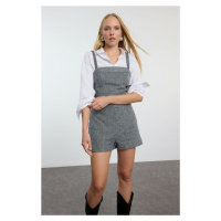 Trendyol Grey Herringbone Patterned Square Neck Mini Jumpsuit