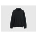 Benetton, Black Turtleneck In Pure Merino Wool