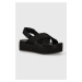 Sandály Calvin Klein Jeans FLATFORM SANDAL SLING IN MR dámské, černá barva, na platformě, YW0YW0