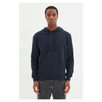 Trendyol Basic Navy Regular/Regular Fit Hooded Kangaroo Pocket Sweatshirt