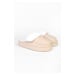 Shoeberry Women's Fluff Beige Faux Leather Matte Für Inside Flat Sole House Slippers