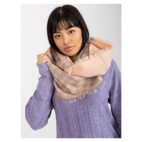 Světle růžový a šedý dámský šátek s vlnou Fashionhunters