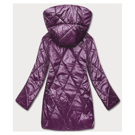 Tmavě fialová dámská bunda s ozdobnou kapucí (B8126-71) S'WEST