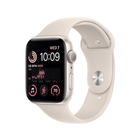 Apple Watch SE (2022) 44mm Hvězdně bílý hliník s hvězdně bílým sportovním řemínkem