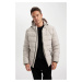 DEFACTO Men's Beige Water Repellent Slim Fit Slim Fit Hooded Zippered Pocket Lined Puffer Jacket