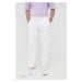 Bavlněné tepláky Calvin Klein Jeans pánské, bílá barva, vzorované
