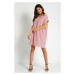 Dámské krátké šaty v růžové barvě s volným střihem 297