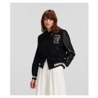 Bunda karl lagerfeld wool & leather varsity bomber černá