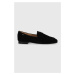 Semišové mokasíny Wojas dámské, černá barva, na plochém podpatku, 4622761