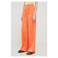Kalhoty Artigli dámské, oranžová barva, široké, high waist