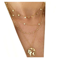 Camerazar Zlatý náhrdelník s kovovým řetízkem, délka 55 cm, šířka přívěsku 2,5 cm, styl boho