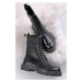 Černé kožené kotníkové šněrovací boty 2-25295
