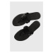 Kožené žabky Tory Burch dámské, černá barva, na plochém podpatku