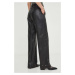 Kožené kalhoty Gestuz dámské, černá barva, jednoduché, high waist, 10908763