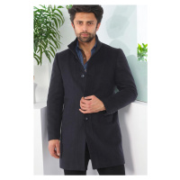 PLT8370 DEWBERRY MEN'S COAT-PLAIN NAVY BLUE