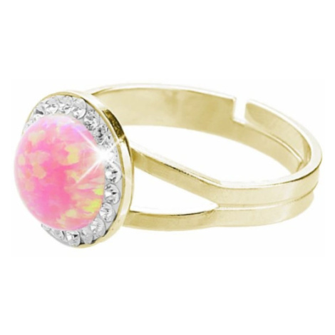 Pozlacený prsten růžový opál se Swarovski Elements Rose JSB Bijoux