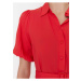 Červené krátké košilové šaty s páskem Trendyol
