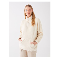 LC Waikiki Stand Collar Plain Long Sleeve Oversize Women's Plush Sweatshirt