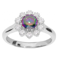 Brilio Silver Nádherný stříbrný prsten Květina s topazem Mystic Stone SR07823A