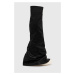 Kozačky Rick Owens Denim Boots Fetish dámské, černá barva, na plochém podpatku, DS01D1815.BF.911