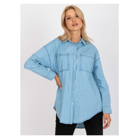 Světle modrá klasická košile z bavlny RUE PARIS Fashionhunters