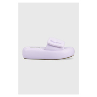 Pantofle Steve Madden Swoosh dámské, fialová barva, na platformě, SM11002446