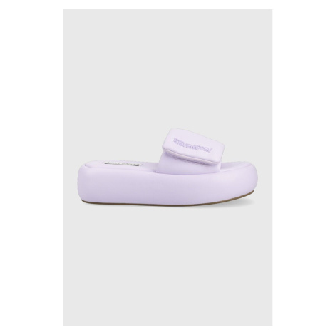Pantofle Steve Madden Swoosh dámské, fialová barva, na platformě, SM11002446