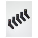 Reserved - Sada 5 párů ponožek s vysokým podílem bavlny - Černý