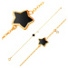 Náramek ze žlutého 14K zlata, přívěsky - hvězda s černou glazurou, zirkon