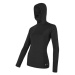 Sensor Merino Double face dámské tričko dlouhý rukáv, s kapucí Černá