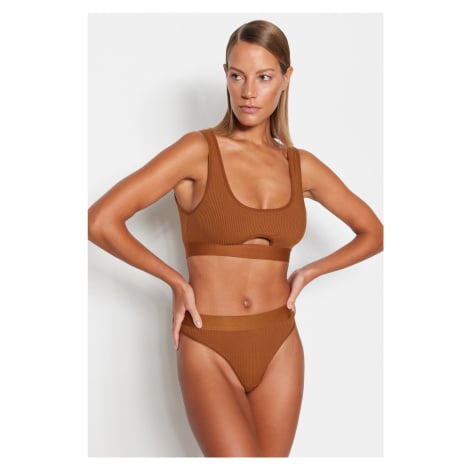 Trendyol Brown Corded Elastic Window/Cut Out Detailed Knitted Underwear Set
