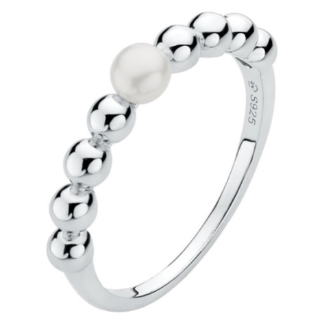 Gaura Pearls Stříbrný prsten s bílou perlou Chantal, stříbro 925/1000 SK23476R/18 Bílá