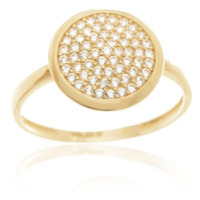 Dámský prsten ze žlutého zlata s čirými zirkony PR0667F + DÁREK ZDARMA