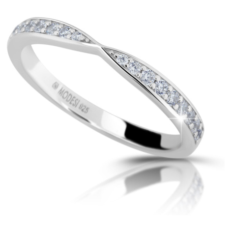 Modesi Třpytivý stříbrný prsten se zirkony M01111