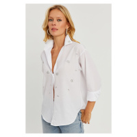 Cool & Sexy Women's White Jewelled Shirt