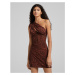 Bershka one shoulder cut out detail mini dress in brown