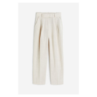 H & M - Kalhoty Tapered z lněné směsi - béžová