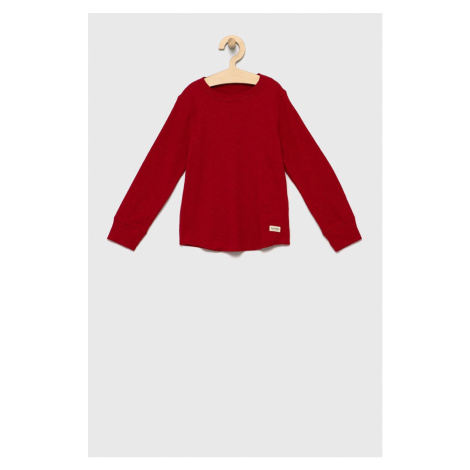Dětská bavlněná košile s dlouhým rukávem GAP červená barva, hladká