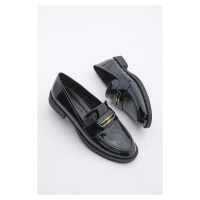 Marjin Cesar Black Patent Leather Loafer Buckled Casual Shoes